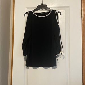 Ivanka Trump Black and White Piping Blouse Top